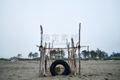 要塞,海滩,多云,自然,天空,美国,水平画幅,地形,沙子,无人