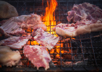 烧烤猪肉,煤,明亮,烤的,火焰,炊具,烤猪肉,烟熏食品,烤肉架,水平画幅
