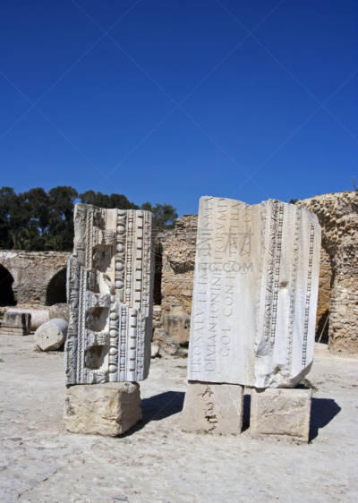 迦太基（非洲古国）,汉尼拔市,拉丁文,垂直画幅,纪念碑,天空,地名,古代,无人,蓝色