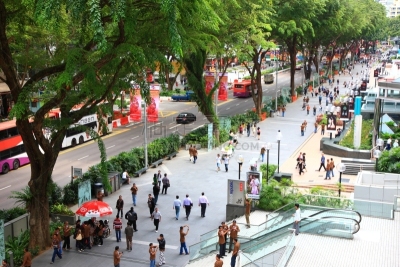 乌节路,零售店,水平画幅,新加坡,顾客,路,人,行人,城市生活,户外