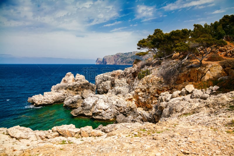 马略卡,岩石海岸线,puerto de soller,图像,海洋,无人,海岸线,旅游目的地,岩石,海岸地形