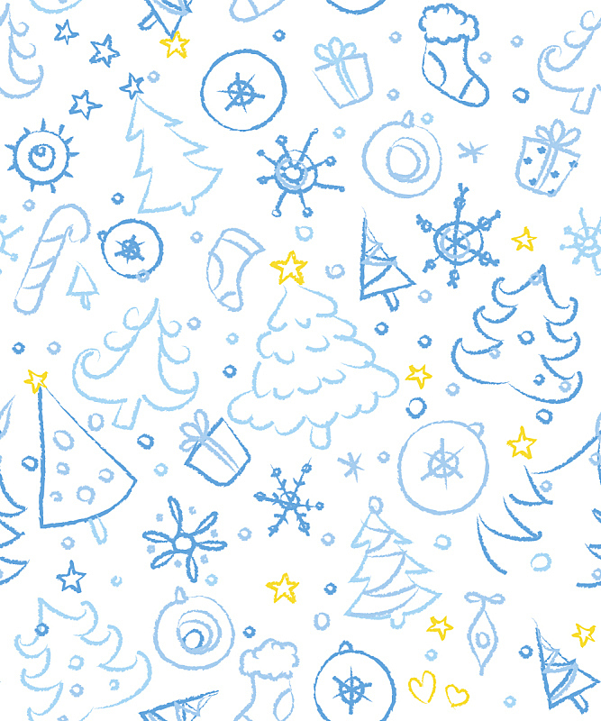 式样,动物手,粉笔画,绘画插图,新年,符号,圣诞树,四方连续纹样,圣诞礼物