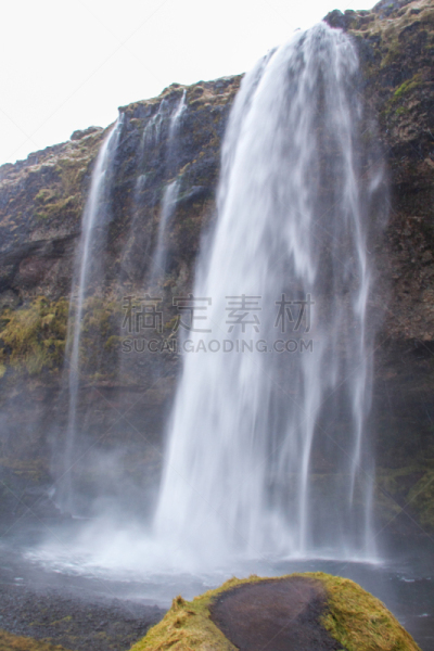 seljalandsfoss waterfall,冰岛国,冬天,冷,白昼,2014年,垂直画幅,水,过大的,雪