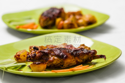 兔子,烤的,动物腿,蔬菜,餐具,葡萄酒,格子烤肉,胡萝卜,水平画幅,膳食