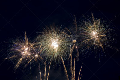 焰火,群众,户外,夜晚,色彩鲜艳,金色,黄色,黑色背景,斑点,闪亮的