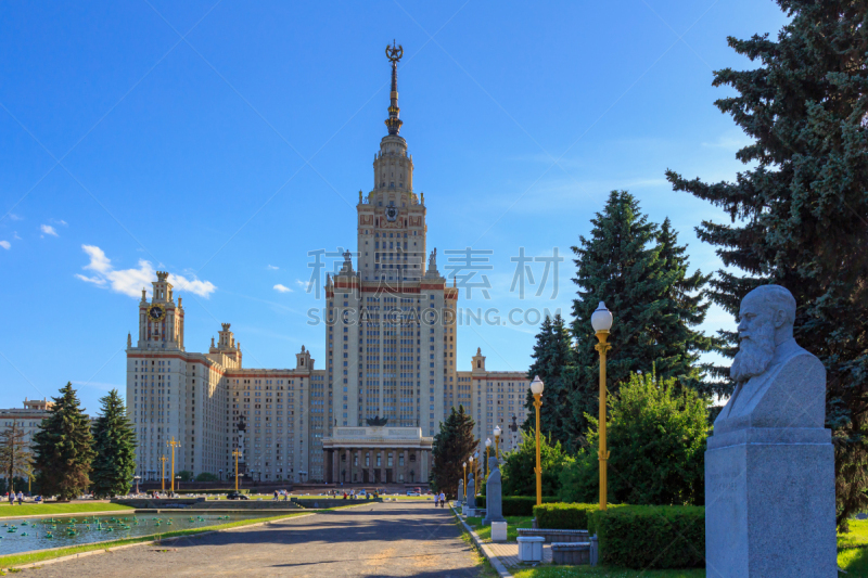 莫斯科,建筑业,大学,都市风景,背景,州,美因河,纪念碑,mikhail lomonosov,天空