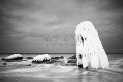 波罗的海,海滩,冬天,屈赫隆斯博尔恩,德国,水,天空,气候,水平画幅,云