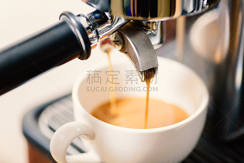 热,咖啡,杯,高压蒸汽咖啡机,咖啡馆,水平画幅,早晨,浓咖啡,商店,饮料