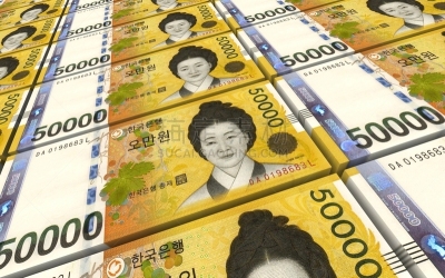 帐单,朝鲜币符号,水平画幅,形状,无人,绘画插图,金融,金融和经济,堆,韩国