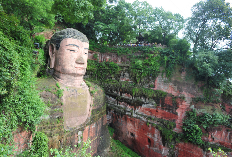 乐山,四川省,佛,中国,巨大的,最大,纪念碑,水平画幅,山,旅行者