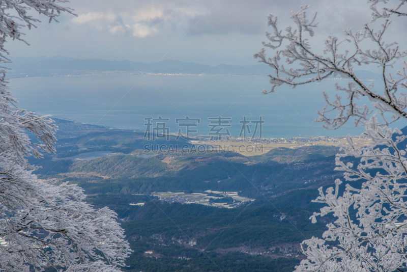 冬天,山,daisen,海岸线,都市风景,鸟取,活力,运动,城镇景观,云