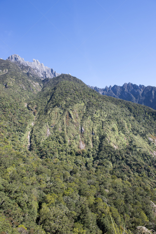 山顶,京那峇鲁山,京那巴鲁山国家公园,沙巴州,自然,垂直画幅,天空,无人,婆罗洲岛,蓝色