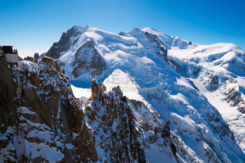 霞慕尼,勃朗峰,米迪正午峰,萨瓦,上萨瓦,水平画幅,雪,无人,户外,白色