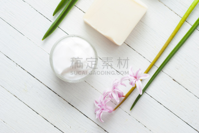 彩妆,肥皂,润肤露,留白,水平画幅,无人,spa美容,奶油,乡村风格,化妆用品