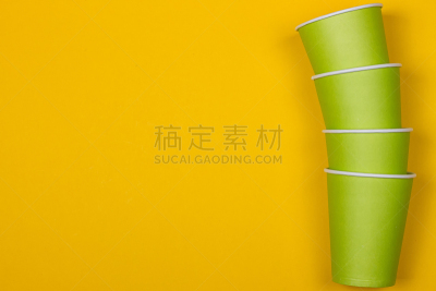 一次性杯子,绿色,餐具,水平画幅,无人,早晨,饮料,特写,容器,空的