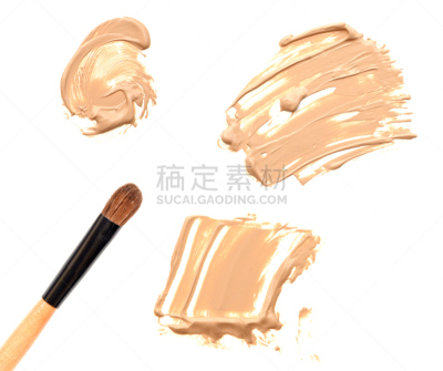 化妆刷,粉底,分离着色,白色,褐色,彩妆,水平画幅,无人,背景分离,化妆用品