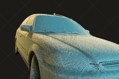 冻结的,汽车,本田,轿车,水平画幅,夜晚,雪,冰晶,彩色图片,热带气候