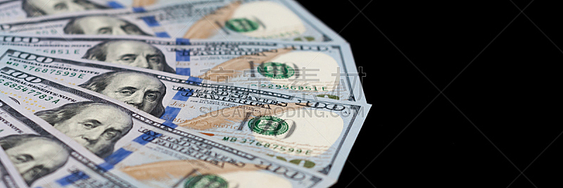 帐单,数字1,侧面视角,黑色背景,公亩,背景分离,拿着,股市和交易所,美国一美元钞票,美元符号