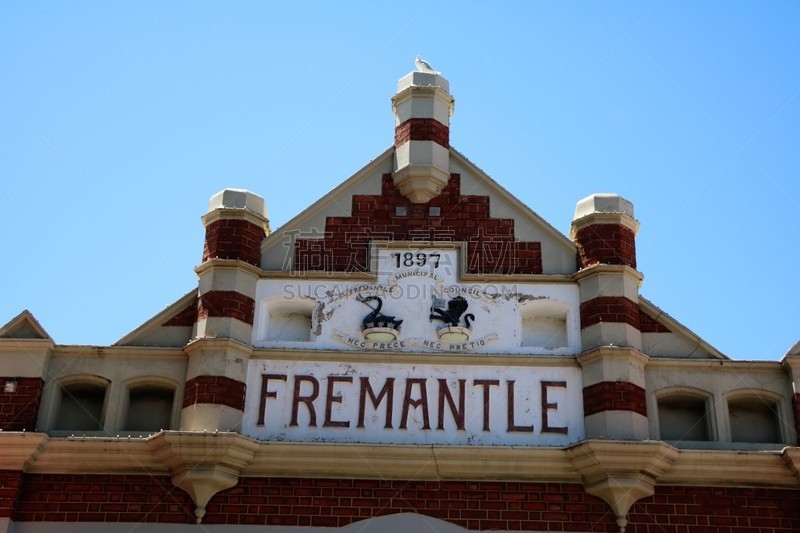 西澳大利亚,fremantle,市场,建筑外部,天空,水平画幅,营业标志,砖墙,商店,户外