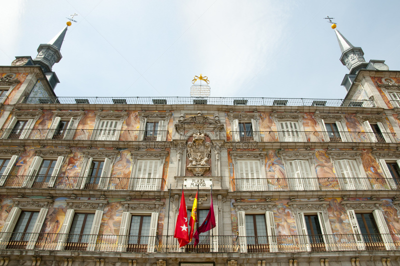 面包店,西班牙,马德里,casa de la panaderia,房屋,窗户,水平画幅,建筑,欧洲