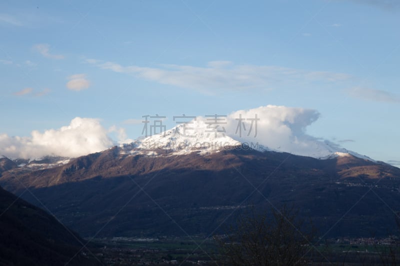 山,风景,意大利,自然美,西北省,天空,美,水平画幅,云,雪