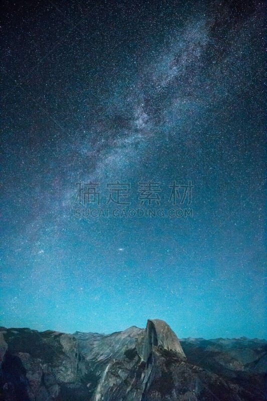 半圆顶,夜晚,星星,天空,美国,银河系,在上面,暗色,曙暮光,加利福尼亚内华达山脉