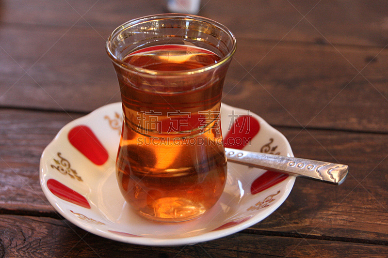 茶,玻璃杯,脆弱,土耳其,伊斯坦布尔,茶碟,汤匙,图像,甜食,无人