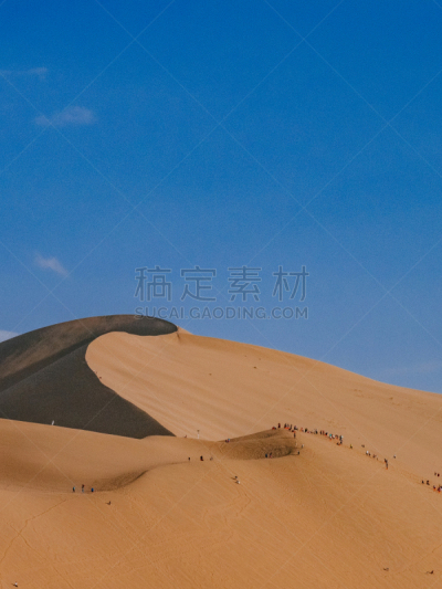 中国,沙漠,天空,甘肃省,敦煌,蓝色,在下面,鸣沙山,沙丘,西北