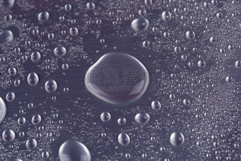 水滴,饮用水,银色背景,水,纹理效果,平视角,早晨,香槟,实验室,金属