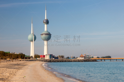 海滩,阿拉伯,海湾国家,科威特塔,科威特,水,水平画幅,无人,当地著名景点,户外
