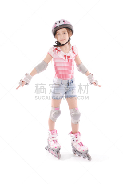 四轮冰鞋,可爱的,女孩,垂直画幅,青少年,休闲活动,滑板,运动头盔,青年人,运动