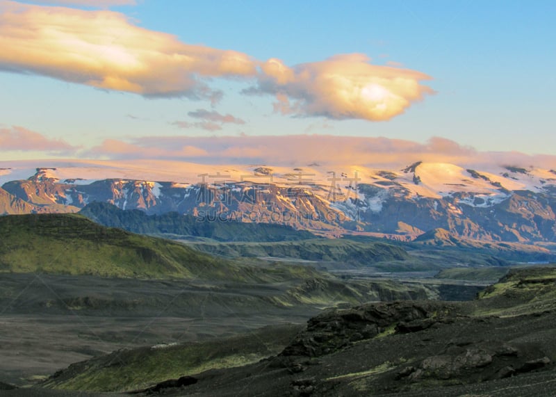 小路,米达尔斯冰川,非凡的,地形,冰岛国,在上面,火山喷口,南,多样,华贵