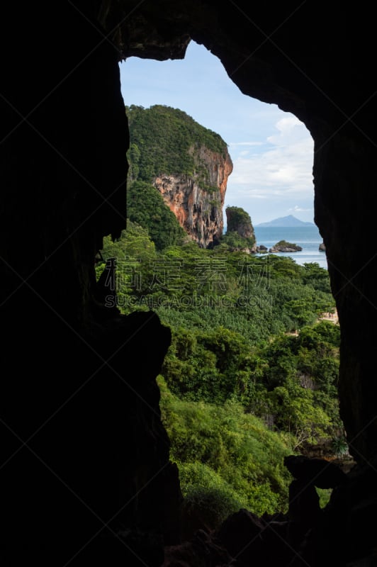 甲米,岩层,泰国,海滩,洞穴,石头,莱雷海滩,馕,佛,林姆雷吉斯