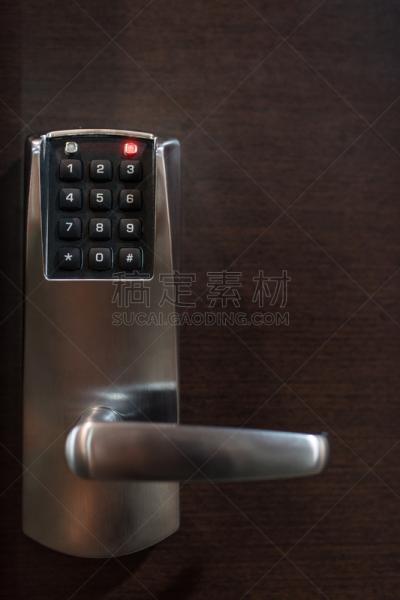 安全,酒店,门把手,密码,木隔板,不锈钢,开锁,垂直画幅,褐色,银色