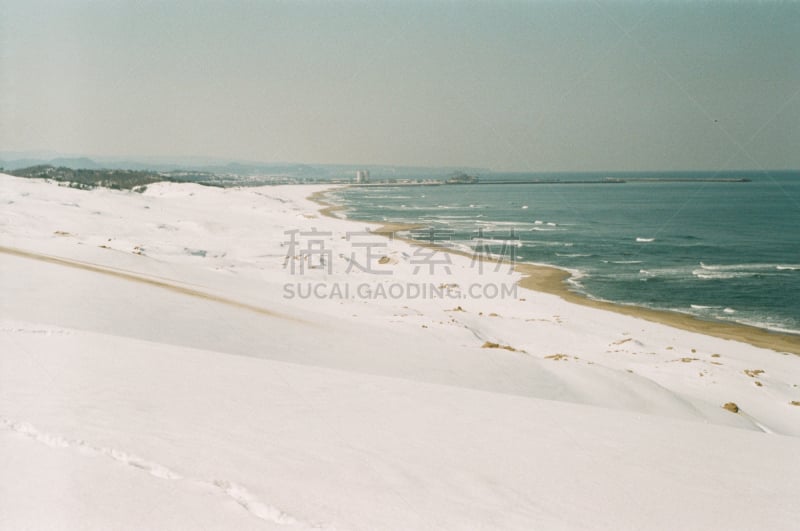 彩色图片,冬天,鸟取沙丘,富士山,底片,天空,休闲活动,沙子,雪,东亚