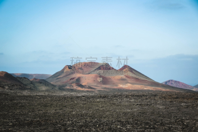 兰萨罗特岛,timanfaya national park,山脉,火,天空,褐色,水平画幅,无人,火山地形,夏天