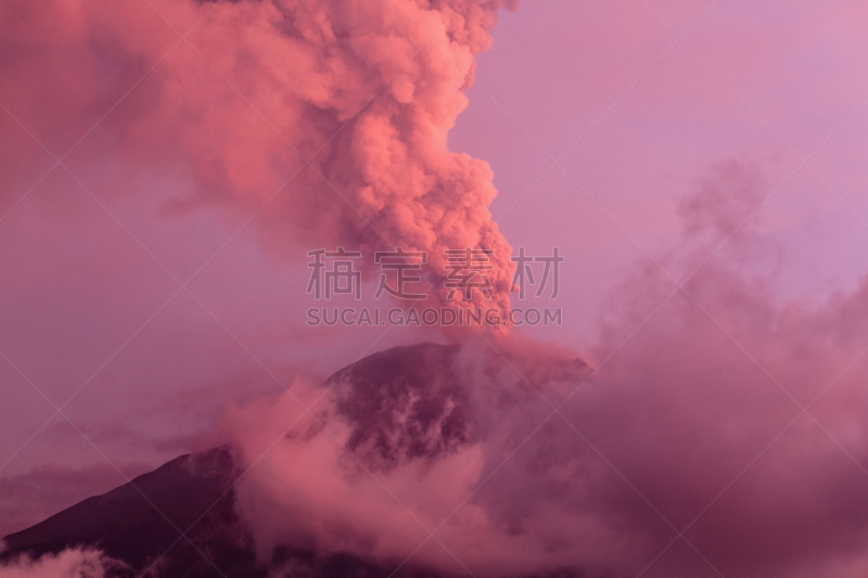 通古拉瓦火山,能力,南美,水平画幅,火山地形,户外,拉丁美洲,山,安山岩,东科迪勒拉山脉