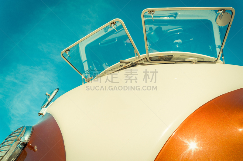 自然,大众汽车,水平画幅,无人,露营车,陆用车,古典式,夏天,交通方式,挡风玻璃