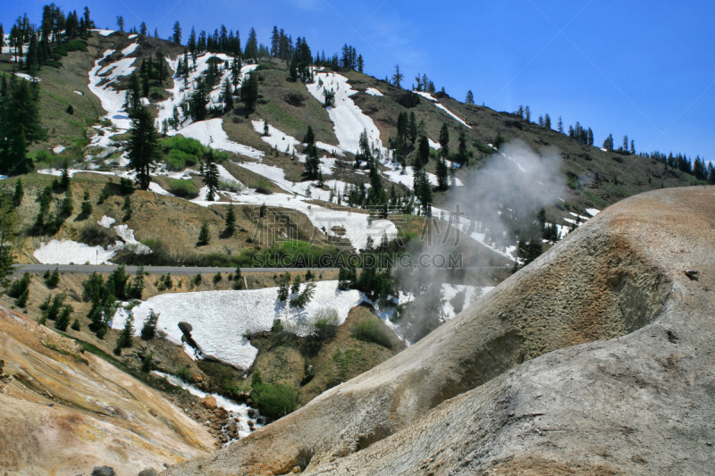 拉森山,自然,美国西部,水平画幅,地形,雪,地质学,无人,火山地形,夏天