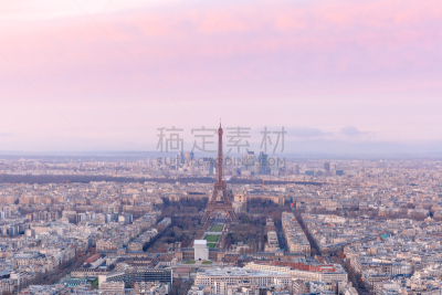法国,航拍视角,巴黎,美,水平画幅,高视角,夜晚,无人,符号