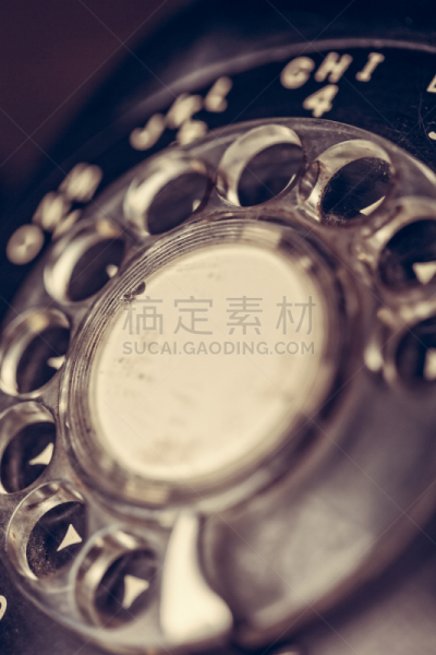电话机,特写,转盘拨号电话,低饱和度,1960年-1969年,电缆,垂直画幅,选择对焦,褐色,复古