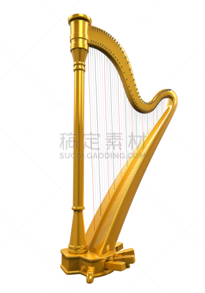 黄金,竖琴,垂直画幅,乐器弦,形状,无人,绘画插图,管弦乐队,背景分离,乐器
