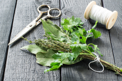 芳香的,清新,bouquet garni,草本,水平画幅,生食,法式食品,组物体,乡村风格,营养品
