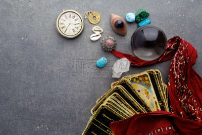 古老的,塔罗牌,算命先生,水晶治疗,礼拜,魔术师,水晶,护身符,半贵重宝石,女巫