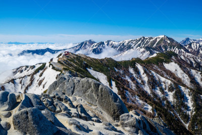 日本,徒步旅行,安昙野,山