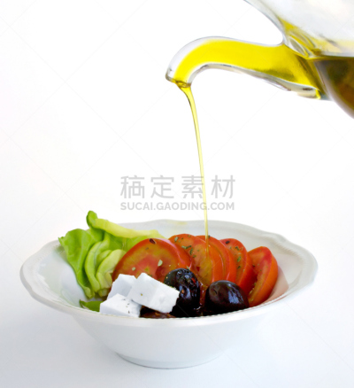 沙拉,蔬菜,两个物体,垂直画幅,绿色,素食,奶酪,橄榄油,西红柿,橄榄