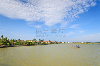 秋盆河,田园风光,,风景,河岸区,岘港省,会安,锥形帽,天空,水平画幅