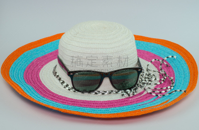 白色,海滩,太阳镜,帽子,多样,个人随身用品,水平画幅,草帽,符号,在边上