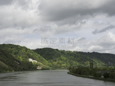 塞纳河,河流,鲁昂,水,水平画幅,绿色,无人,户外,船,法国