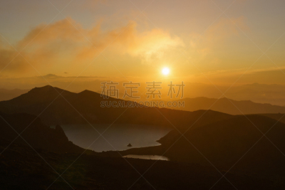 草津,火山湖,山,黎明,群马县,草津山,气候与心情,天空,美,休闲活动